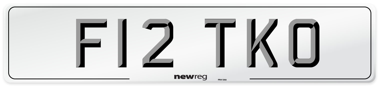 F12 TKO Number Plate from New Reg